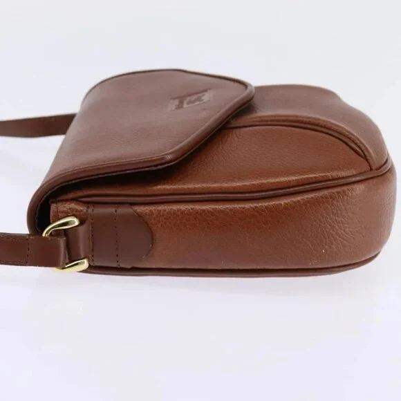 Burberrys Shoulder Bag Leather Brown Gold Auth bs29470
